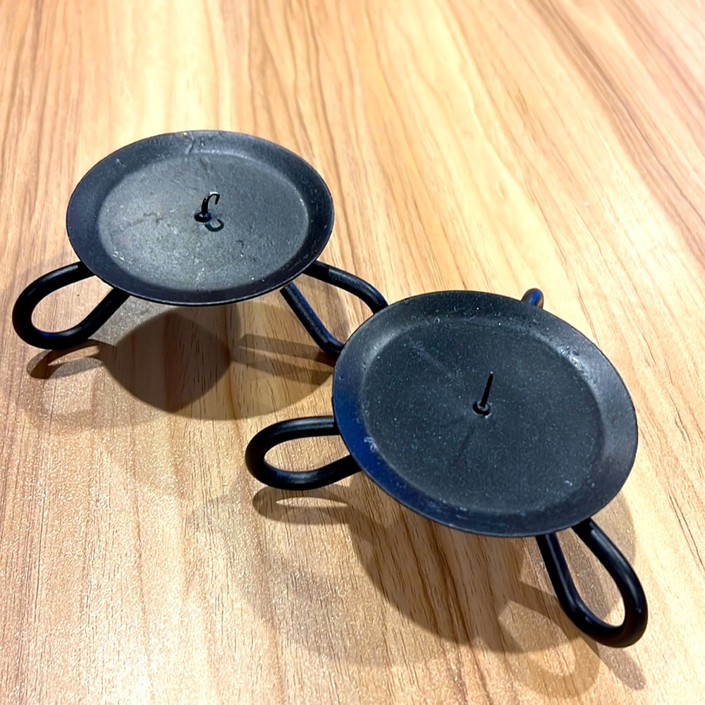 Set of two Wrought Iron Candle Holders
